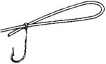 Double 4 inches of line and pass the loop formed through the eye of the fishing hook